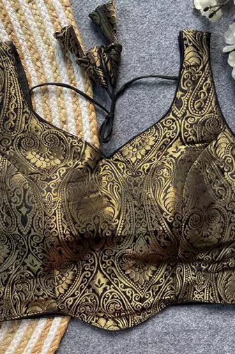 Black jacquard blouse for women designer saree blouse