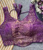 Purple jacquard blouse for women zari saree blouse