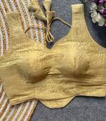 Gold jacquard blouse for women sequence saree blouse