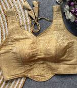 Beige jacquard blouse for women thread saree blouse