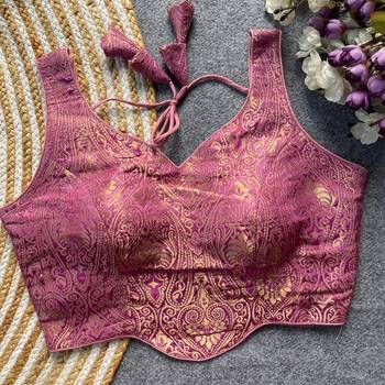 Lavender jacquard blouse for women stylish saree blouse 1