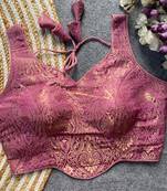 Lavender jacquard blouse for women stylish saree blouse