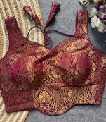 Maroon jacquard blouse for women fancy saree blouse