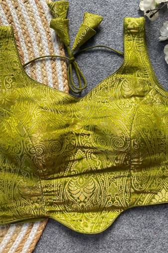 Green jacquard blouse for women elegant saree blouse