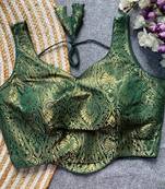 Dark green jacquard blouse for women festive saree blouse