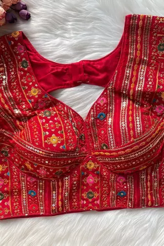 Red georgette blouse for women festive saree blouse