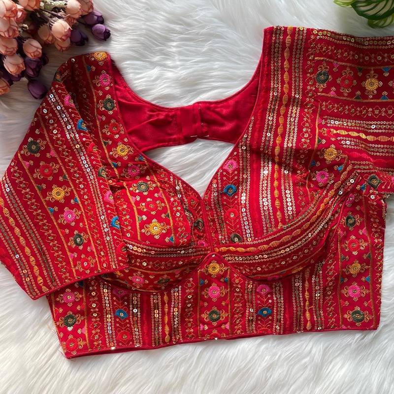 Red georgette blouse for women festive saree blouse