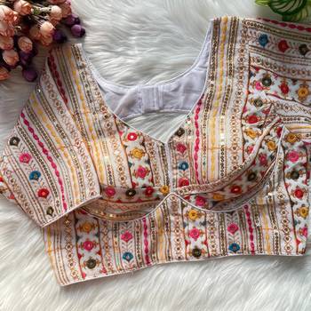 White georgette blouse for women traditional saree blouse 1