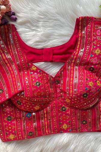 Pink georgette blouse for women plain saree blouse