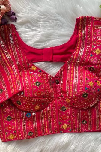 Pink georgette blouse for women plain saree blouse