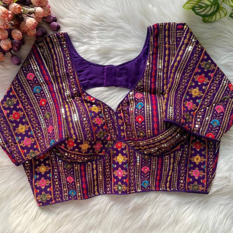 Purple georgette blouse for women designer saree blouse