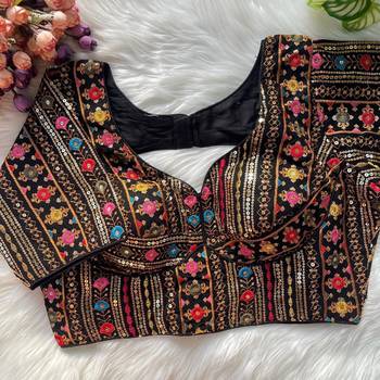 Black georgette blouse for women embroidery saree blouse 1