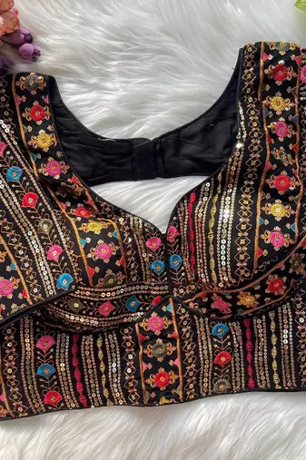 Black georgette blouse for women embroidery saree blouse