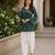 Green bandhej print cotton kurti set with farshi pant & bell sleeve jacket
