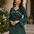 Green bandhej print cotton kurti set with farshi pant & bell sleeve jacket