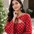 Red bandhej print cotton kurti set with farshi pant & bell sleeve jacket