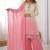 Pink heavy faux georgette embroidered kurti palazzo set with dupatta