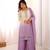 Lavender heavy faux georgette embroidered kurti palazzo set with dupatta