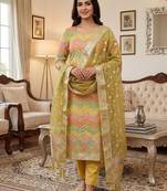 Mehendi organza banarasi jacquard dress material suit