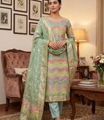 Green organza banarasi jacquard dress material suit