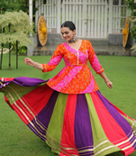 Navratri Special Multi-Color Bandhani Print short kurti