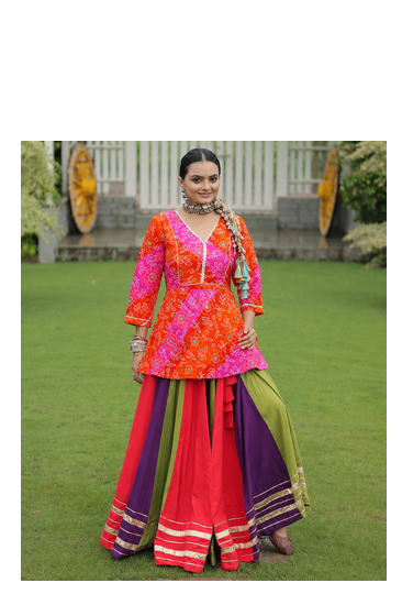 Navratri Special Multi-Color Bandhani Print short kurti 2