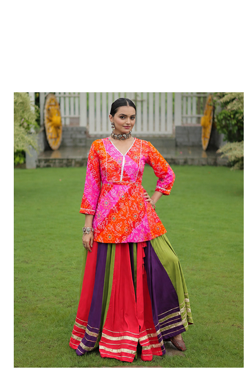 Navratri Special Multi-Color Bandhani Print short kurti 4