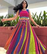 NAVRATRI WEAR MULTICOLOR GEORGETTE PRINTED LEHENGA CHOLI FULL STITCHED