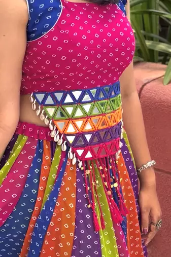 NAVRATRI WEAR MULTI GEORGETTE PRINTED LEHENGA CHOLI FULL STITCHED