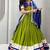 NAVRATRI WEAR LEMON GREEN COLOR COTTON RIBBON & LAMPI LACE WORK LEHENGA CHOLI FULL-STITCHED