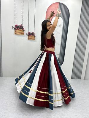 NAVRATRI  MULTI RAYON COTTON PRINT & CONVAS PATTA WORK LEHENGA CHOLI 2