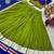 NAVRATRI WEAR LEMON GREEN COLOR COTTON RIBBON & LAMPI LACE WORK LEHENGA CHOLI FULL-STITCHED
