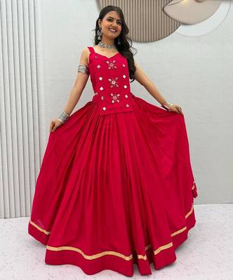 NAVRATRI  PINK SOLID COTTON LEHENGA CHOLI 2