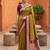 Olive green soft silk blend saree with zari weaving meenakari design