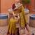 Olive green soft silk blend saree with zari weaving meenakari design
