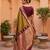 Olive green soft silk blend saree with zari weaving meenakari design