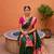 Green soft silk blend saree with zari weaving meenakari design
