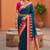 Teal soft silk blend saree with zari weaving meenakari design