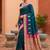 Teal soft silk blend saree with zari weaving meenakari design