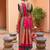 Pink soft silk blend saree with zari weaving meenakari design