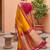 Yellow soft silk blend saree with zari weaving meenakari design
