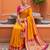 Yellow soft silk blend saree with zari weaving meenakari design