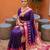 Purple soft silk blend saree with zari weaving minakari design