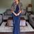 Navy blue ready to wear chinon silk lehenga saree with embroidered jacket