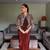 Wine ready to wear chinon silk lehenga saree with embroidered jacket