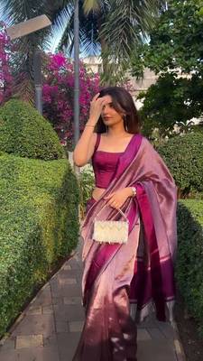 Rani color art silk blend sarees with blouse 2