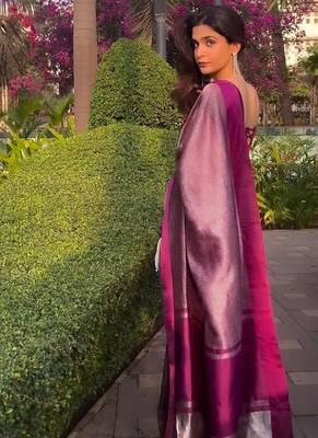 Rani color art silk blend sarees with blouse 3