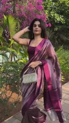 Rani color art silk blend sarees with blouse 4