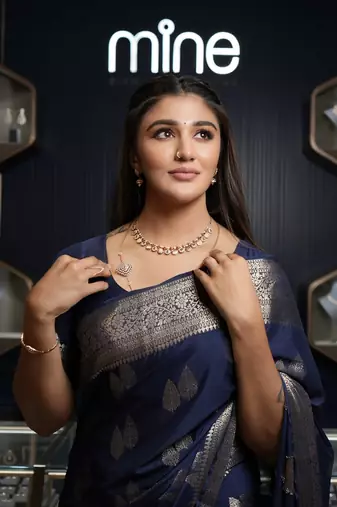 Blue color art silk blend sarees with blouse