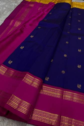 Blue Pink color art silk blend sarees with blouse